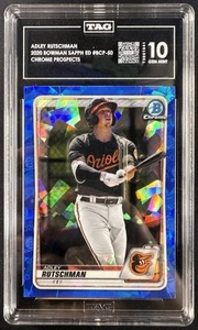 2021 Bowman Chrome Sapphire Adley Rutschman Prospect #BCP-121 TAG 10 Baltimore - Picture 1 of 2