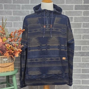 Billabong Men's XXL Hoodie Blue Aztec Pattern Pullover Sweatshirt Streetwear - Picture 1 of 9
