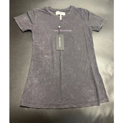 One Teaspoon NUEVA Camiseta Orgánica Logo Smiley Negra Manga Corta Ajustada XXS Foto 1 de 4