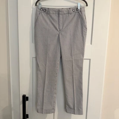 Pantalones para mujer GRACE a rayas recortados de pierna ancha talla 4 gris blanco informales Foto 1 de 4