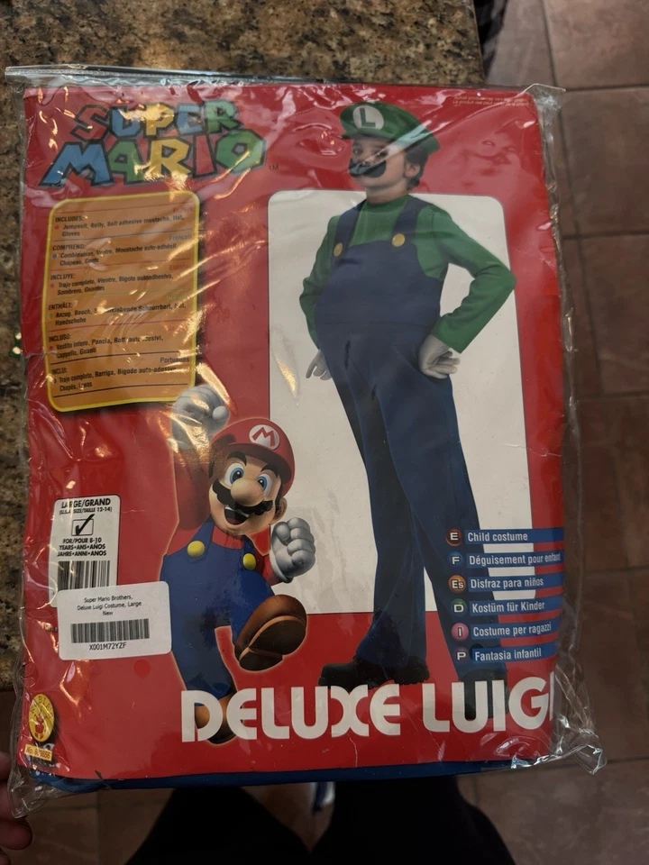 2012 Super Mario Bros. Deluxe Luigi Niño Disfraz L 12-14 Nintendo Sellado Nuevo Foto 1 de 4