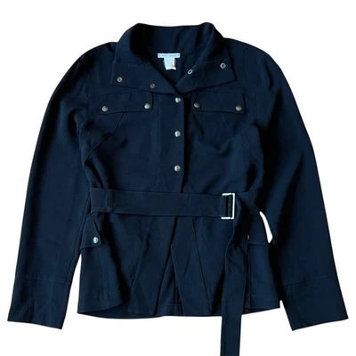 JAQUETA SARAH PACINI PRETA MULHER BLAZER BOTÃO SÓLIDO COM CINTO TAMANHO G - Imagem 1 de 4