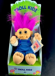 NWT/NIB Retired 16" Troll Kidz Doll Russ Berrie Fusia Hair Sweater Overall #2322 - Picture 1 of 24