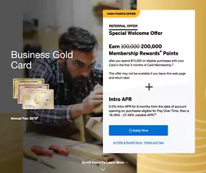 American Express Referral Link ✅ 200k MR Points ✅ Amex Business Gold Card ✅ Biz - Picture 1 of 24