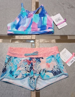NWT Athleta Girl M 8/10 Santorini Reversible Bikini Top + Cannonball Swim Short - Image 1 of 4