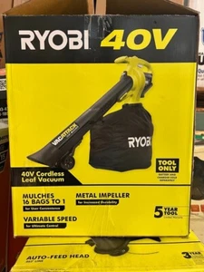 Ryobi 40V Vac Attack Cordless Battery Leaf Vacuum/Mulcher (Tool Only) - Picture 1 of 2
