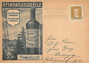 POSTAL / CUBIERTAS - ALEMÁN - PUBLICIDAD - AGUA DE MANANTIAL REINHARDS - CIRCA 1928 - Imagen 1 de 2
