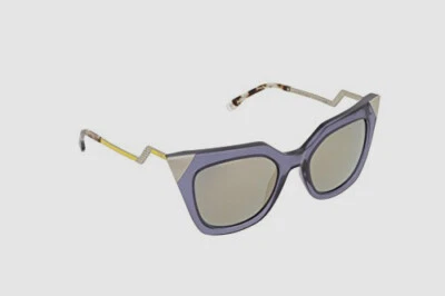 $465 Auténticas Gafas de sol Fendi FF0060/S Mujeres Negras Ojo de Gato Espejadas 52-20-140 Foto 1 de 4