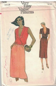 7408 Vintage Vogue Sewing Pattern Misses Loose Fitting Top Skirt Easy 8 1970s  - Picture 1 of 2