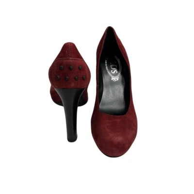 Tods Tacones Rojo Gamuza Alto 4” Stiletto Estilo Driver Talla 36/EE. UU. 5,5-6 Foto 1 de 4