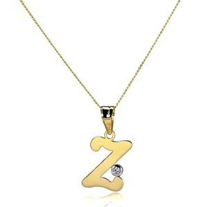 Light 9ct Gold Letter Alphabet A - Z Pendant w CZ Crystal / Initials / Necklaces - Picture 1 of 211