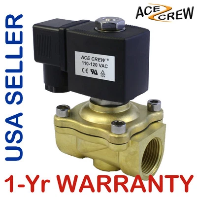 ACE CREW 3/4 inch 110V-120V AC Brass Electric Solenoid Valve NPT Gas Water Air N/C