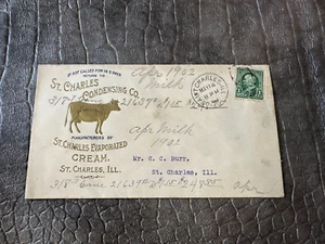 Sobre publicitario 1902 #MISC8460 - CONDENSACIÓN DE LECHE ST CHARLES - ILLINOIS - Imagen 1 de 2