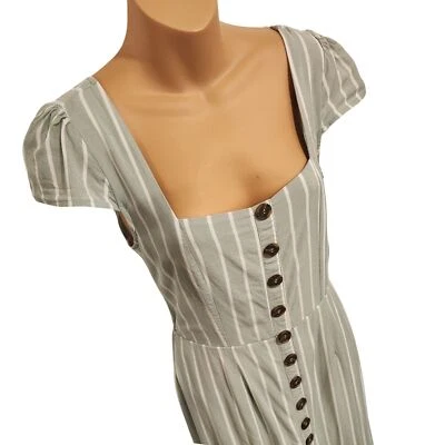 Women's Trixxi Green Striped Cap Sleeve Summer Maxi Dress - Image 1 of 4