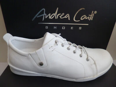 Andrea Conti Damen Slipper Sneaker Sneakers Halbschuhe Schuhe Leder weiß 0345724