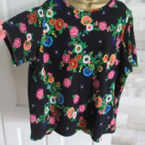 NEW LOOK ● size 22 ● black green floral blouse top womens ladies - Picture 1 of 5