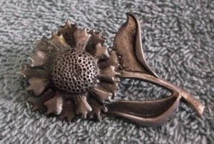 Vintage Metzke Pewter Flower Brooch - Picture 1 of 2