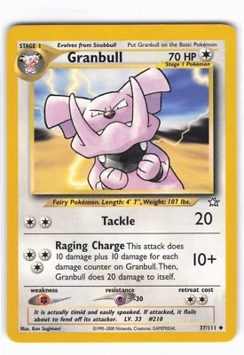 Selten Granbull 37/111 Neo Genesis Set Pokemon Karte - Bild 1 von 2