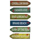 Zombie Halloween Directional Signs Arrow Cadavor Cove Dead & Breakfast one sided