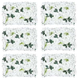 6x White Artificial Flower Wall For Wedding Party Decor Hydrangea Panel Bouquet - Picture 1 of 11