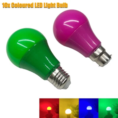 10x LED Globe Light Bulbs A60 220V 5W E27 B22 Red Yellow Pink Green Orange 220V - Image 1 of 4