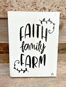 Farmhouse Hand Painted Sign Home Decor "Faith family Farm" - Picture 1 of 1