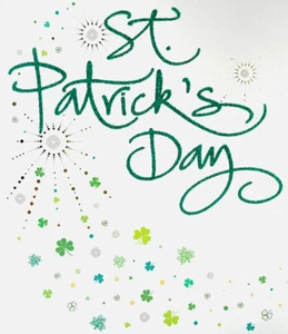St Patrick's Day Green Shamrock Glitter Festive Card from UK Greetings - Picture 1 of 2