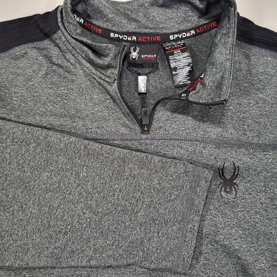 Pullover Spyder Active Proweb para hombre mediano 1/4 cremallera gris manga larga Foto 1 de 4