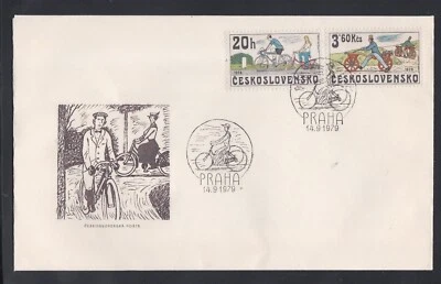 CZECHOSLOVAKIA 1979 2 FIRST DAY COVERS BICYCLES OVER THE YEARS + CACHET - Image 1 of 2