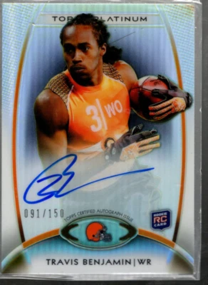 A6674- 2012 Platinum Rookie Autographs Black Refractors #166 Travis Benjamin/150 - Image 1 of 2