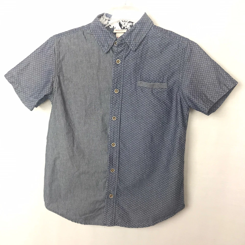 Mossimo Blue And White Short Sleeve Button Up Shirt Boys Size M 8/10 GUC - Image 1 of 4