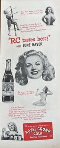 1947 vintage Royal crown cola, RC Taste Best Says June Haver - Picture 1 of 1