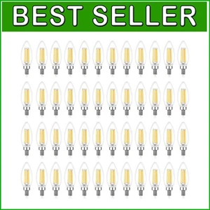 Dimmable LED Chandelier Bulbs - E12 Base, 60W Equivalent, Soft White 48 Pack - Picture 1 of 8