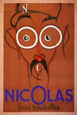 NICOLAS TIENDA DE VINOS FRANCESA BOTELLAS FINAS CHAMPÁN ABSENTA PÓSTER VINTAGE REPRO Foto 1 de 3