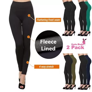 2er-Pack Damen Winter warm Vlies gefütterte Thermoleggings mit Vordernaht - Bild 1 von 19