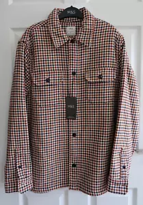 Ex M&S Doubled Faced Cotton Rich Houndstooth Check Pattern Overshirt _ M, L, XL - Picture 1 of 7