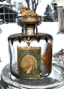 1862-1871 PEA ROSE PERFUME BOTTLE WITH FULL LABELS & INTERNAL REVENUE STAMP - Picture 1 of 6