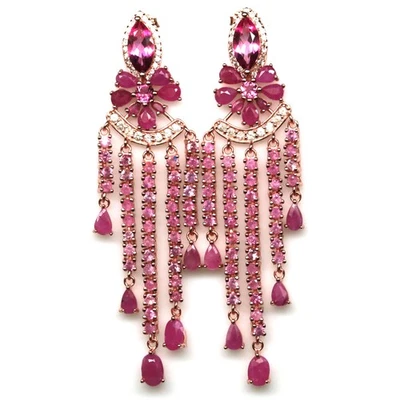 Black Friday 925 Silver Azotic Pink Topaz, Sapphire, Ruby & Zircon Earrings - Image 1 of 4