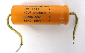 SPRAGUE ATOM TVA-1511 40UF 0-250VDC USA861H2 - Picture 1 of 3