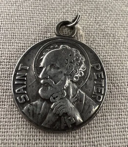 Vintage Creed Sterling Silver Saint Peter Religious Pendant - Picture 1 of 3