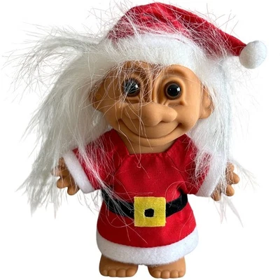 Muñeca Russ Troll Santa Navidad Vacaciones Pelo Blanco Rojo Traje #18278 Foto 1 de 4