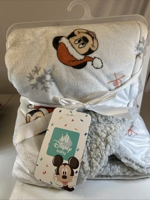 Disney Bebé Mickey Mouse en Santa Sombrero Navidad Copo de Nieve Tema 30 x 40" Manta Foto 1 de 3