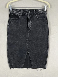 Abercrombie & Fitch Women's Skirt Natural Rise Size 27 / 4 Black Slit New - Picture 1 of 20