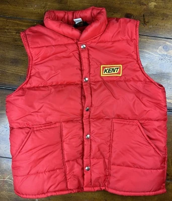 Chaleco acolchado rojo grande de colección Outerwear Farmer Workwear Kent Feed Seed Swingster Foto 1 de 4