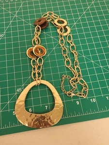 Collana catena tono oro boemo 3x3" ciondolo 28" accenti catena - Foto 1 di 9