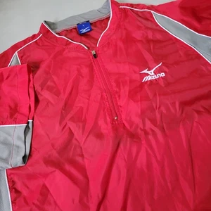 Mizuno Men’s L Large Short Sleeve Pullover Red Gray Quarter Zip Baseball Shirt - Picture 1 of 10