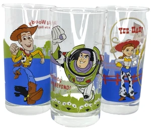 VINTAGE Toy Story IXL Promotional Collectable Glass x3 Tumbler Cup Cartoon - Picture 1 of 10