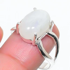 Rainbow Moonstone Gemstone 925 Sterling Silver Jewelry All Size Ring For Gift - Picture 1 of 1