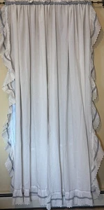 4 Pannelli Occhiellati Sears Priscilla Arruffati 2 Tende Pr Bianco Blu 82”X50”Cottage - Foto 1 di 11