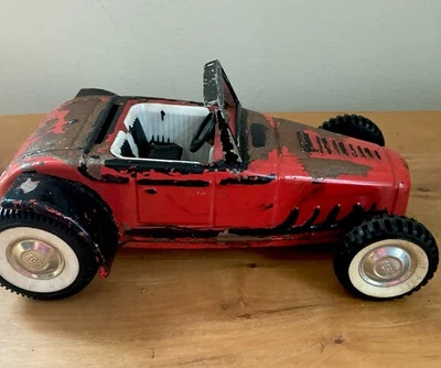 Vintage NYLINT TOYS 1960’s Red Ford Roadster/ Pressed Steel /Rockford Il USA - Image 1 of 4